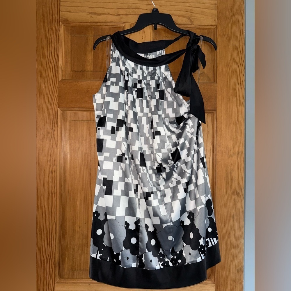 Yvos Dressbarn Black White Halter Short Dress Size L